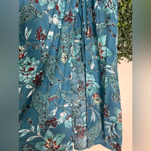 NWT Band Of the Free CELENE TEAL FLORAL LAYERED MIDI SKIRT Size Medium - Picture 5 of 13